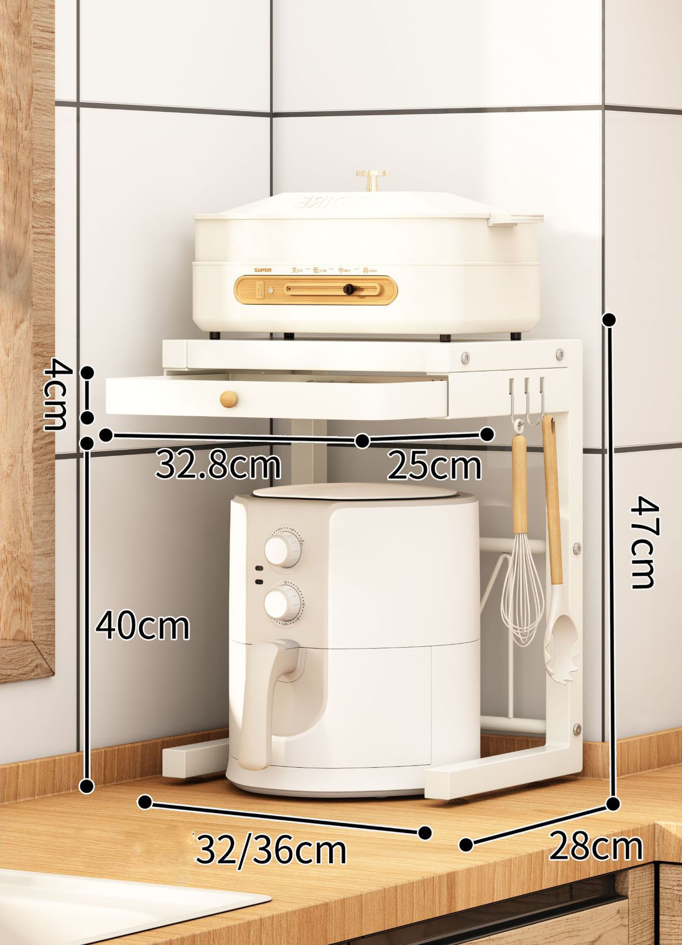 [Ivory]  Drawer style and 3 hooks