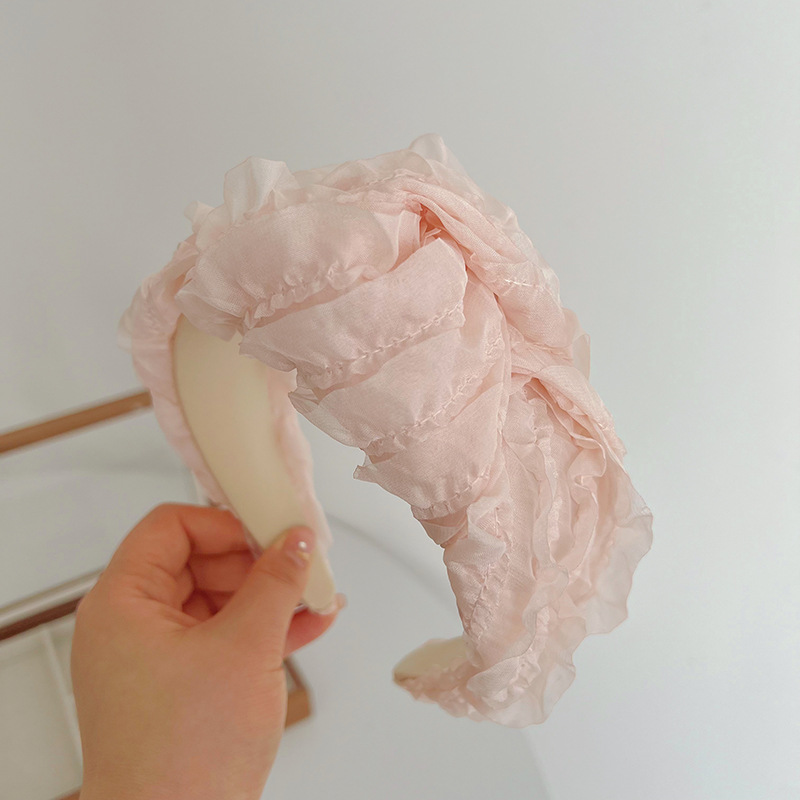 2:Light pink mesh knotted headband