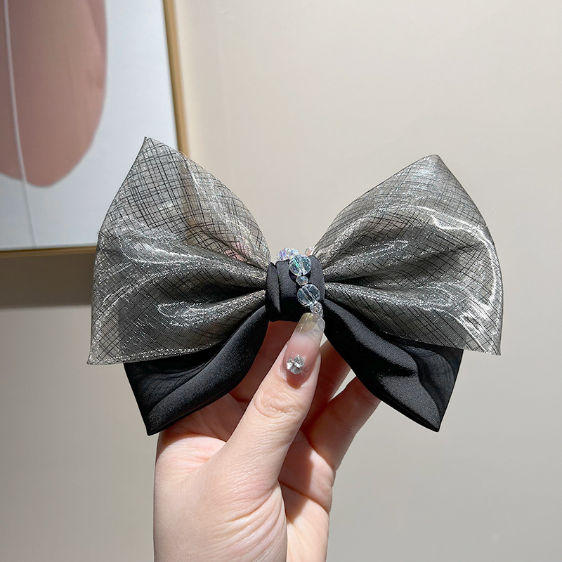 6:Black gray gauze crystal hairpin