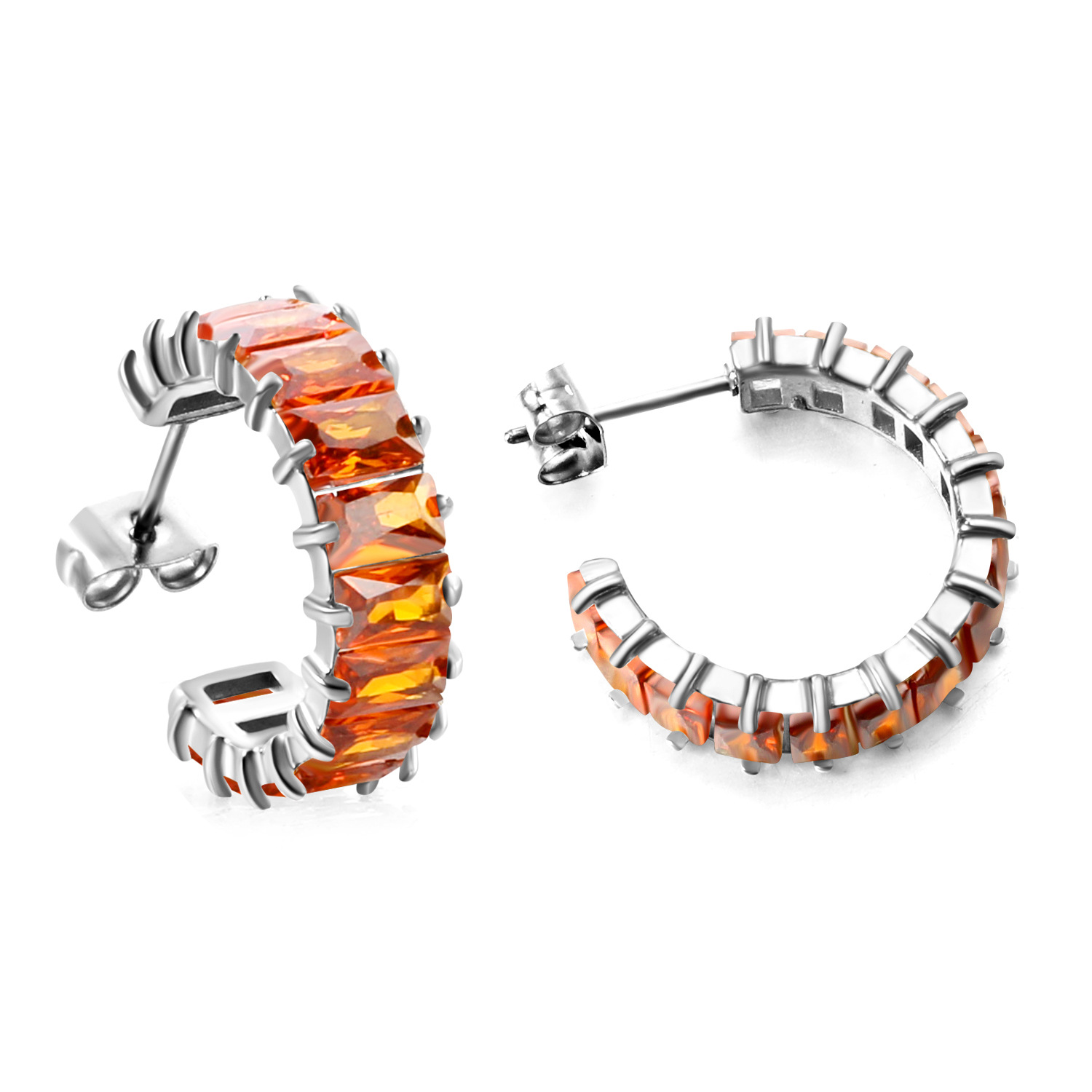 Orange Diamond Stud, steel color