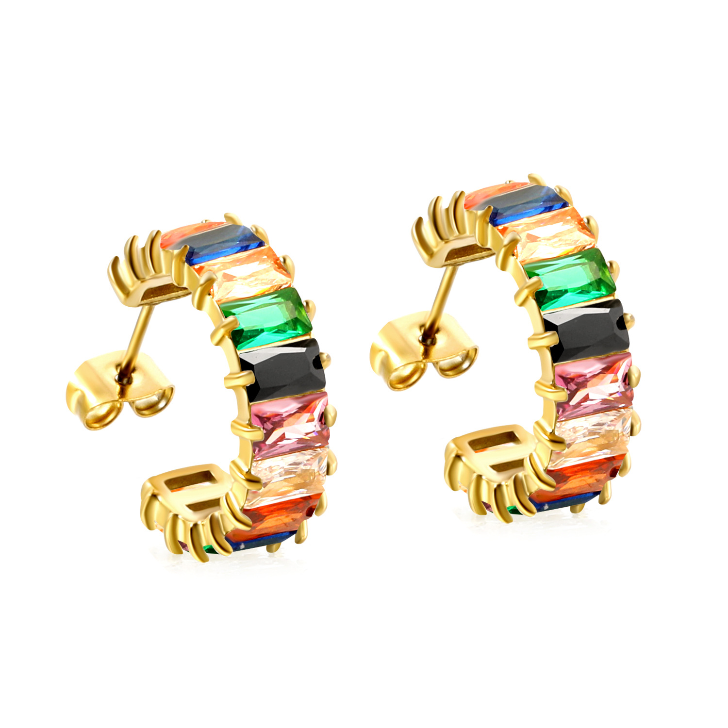 10:Orange colored diamond earrings, gold