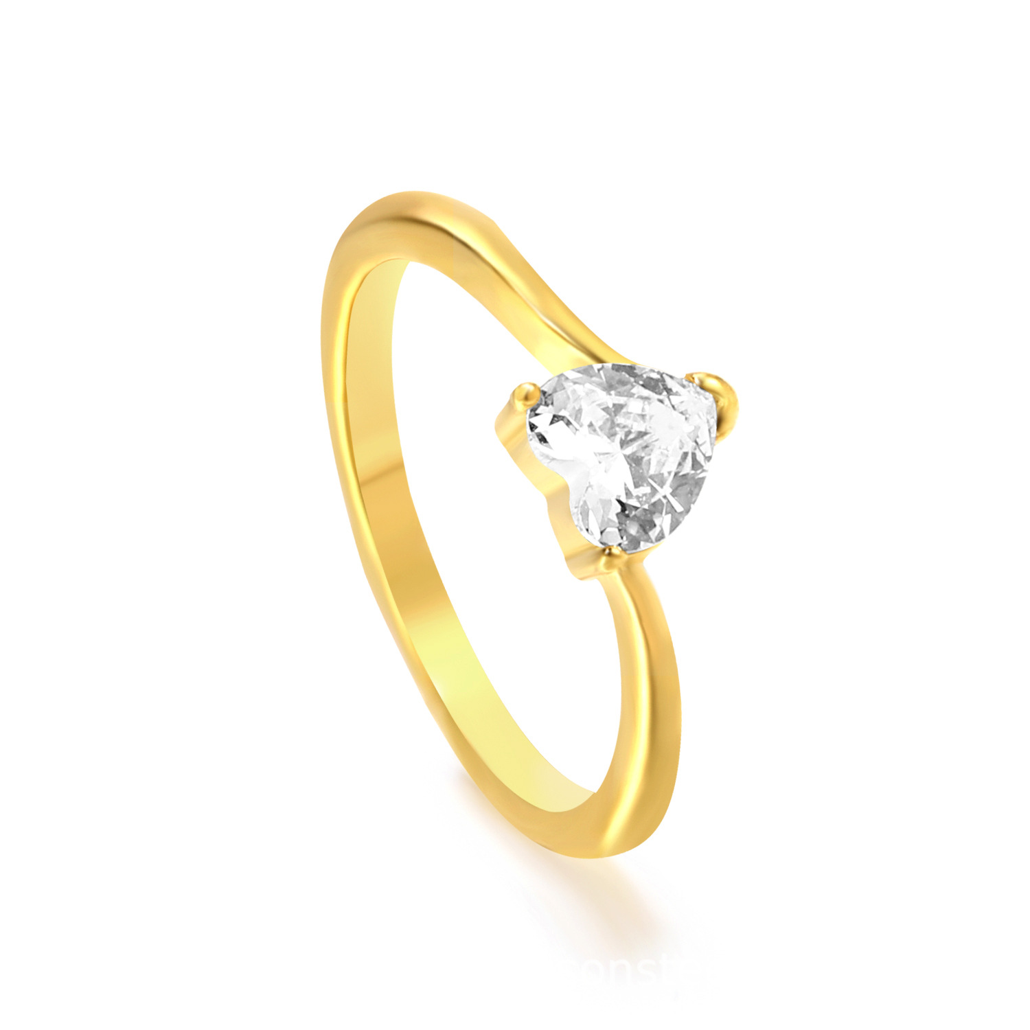 Gold Heart White Diamond Ring RI144506-9G No. 9