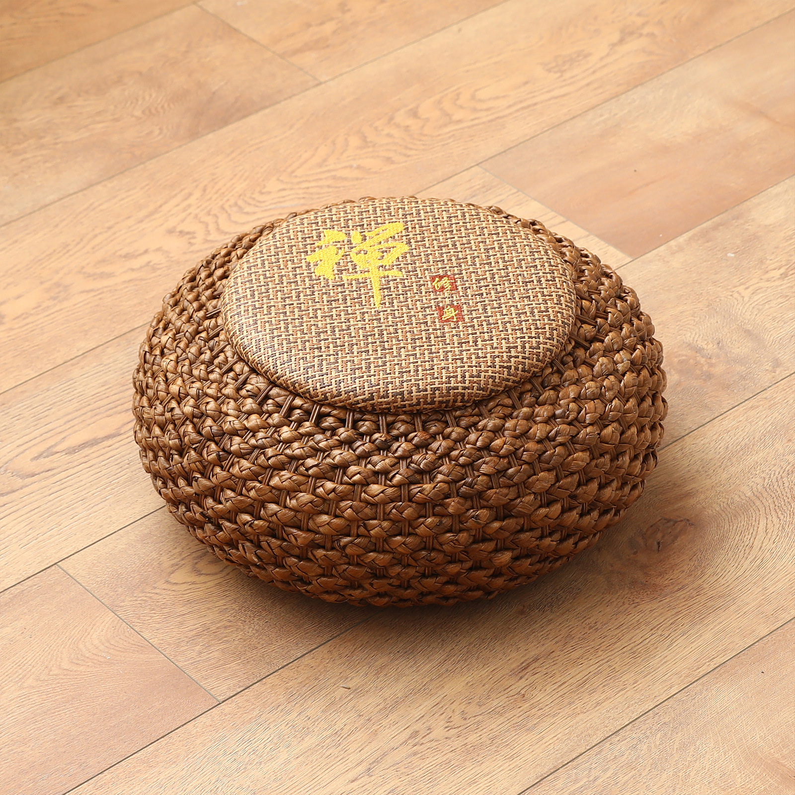 Caramel color embroidery round pier 40*40*17cm