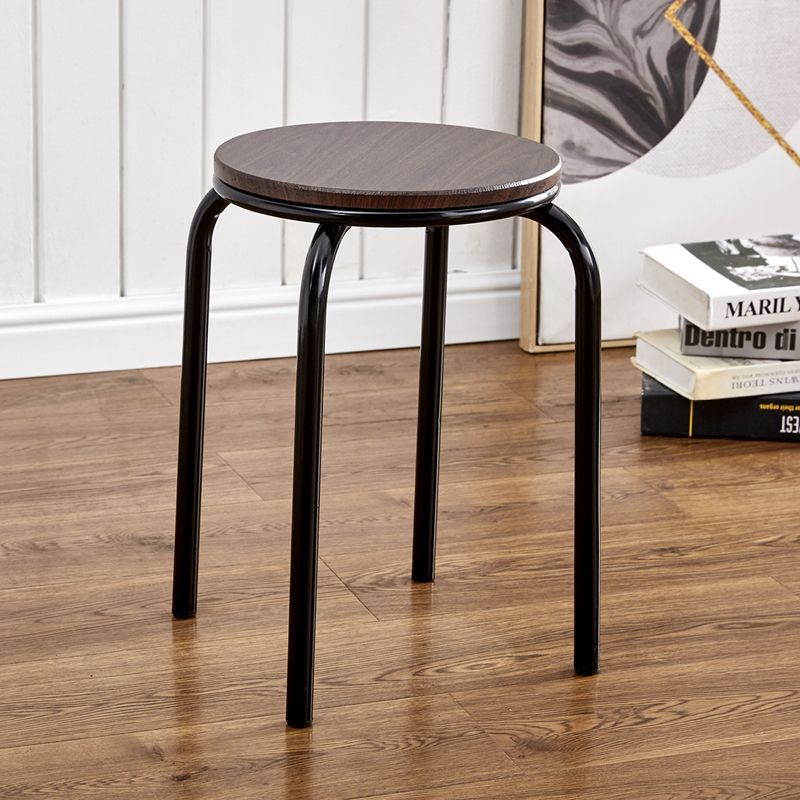 Wooden stools, walnut colored round tubes