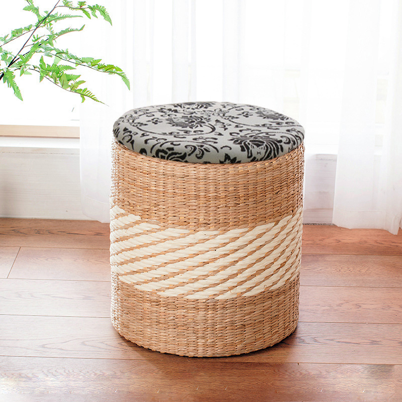 Round plaited two-color (cloth cover) Large - diameter 38, height 41CM