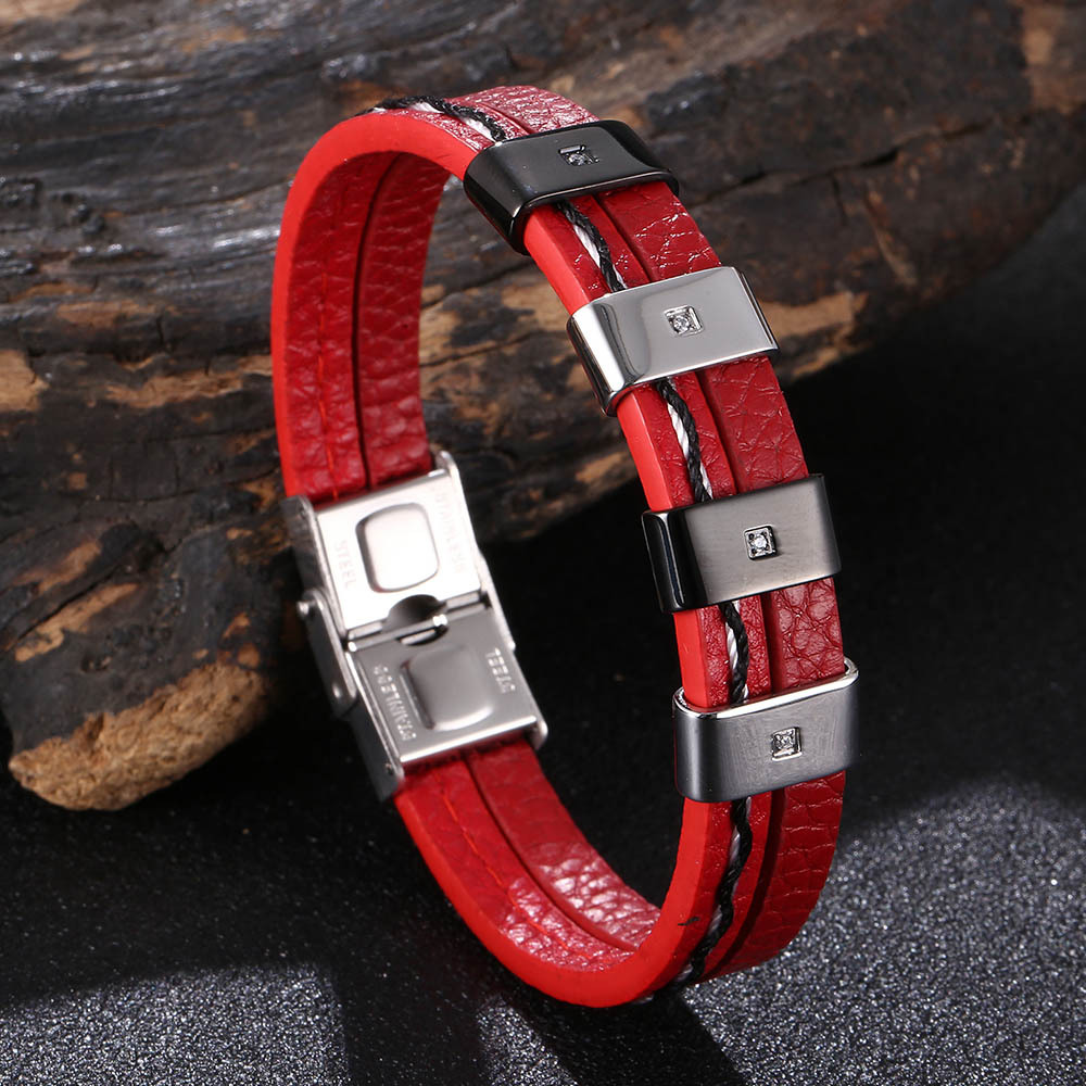 Red leather [steel black] 165mm [Inner circumferen