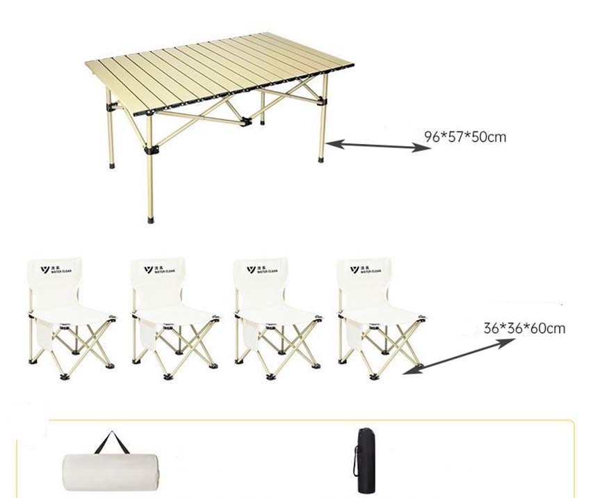 Folding long table   4 large white folding chairs