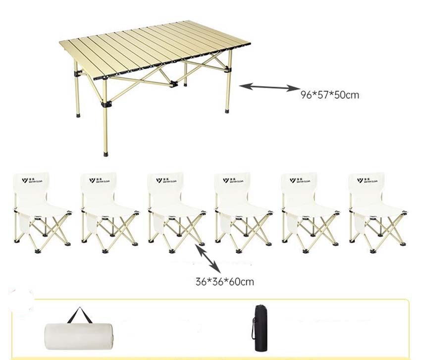 Folding long table   6 large white folding chairs