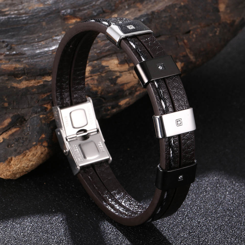 Brown leather [steel black] 165mm [Inner circumfer