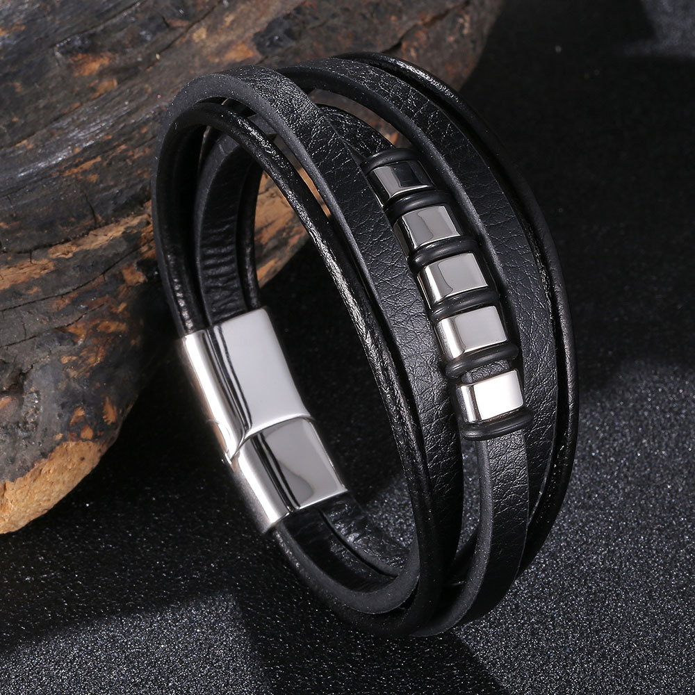 Black leather [steel] 165mm [Inner circumference]