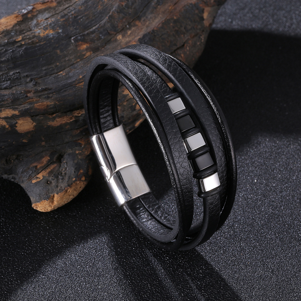 Black leather[Steel and black] 165mm [Inner circum