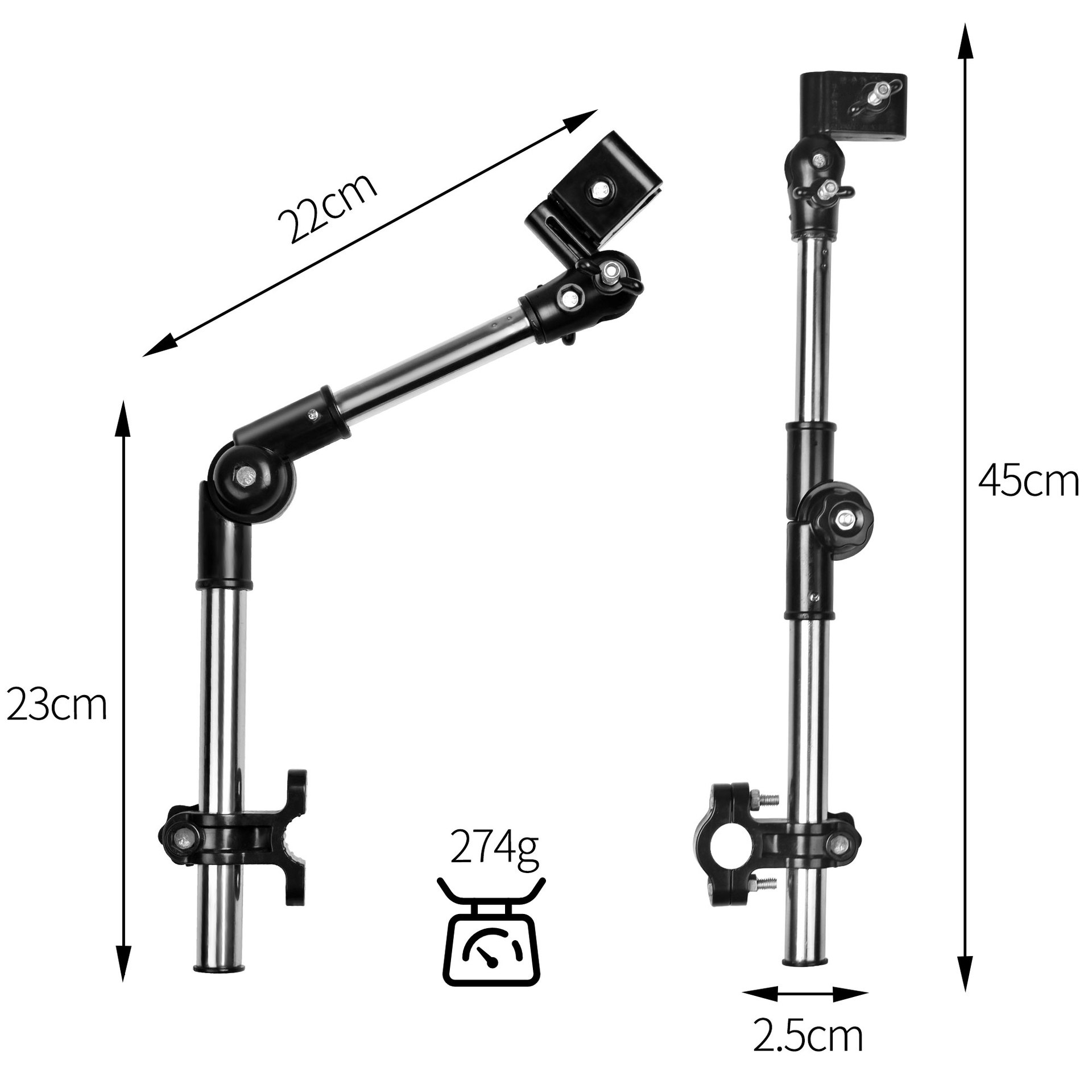 Foldable eccentric umbrella bracket-black