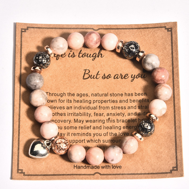 Pink zebra stone love with card