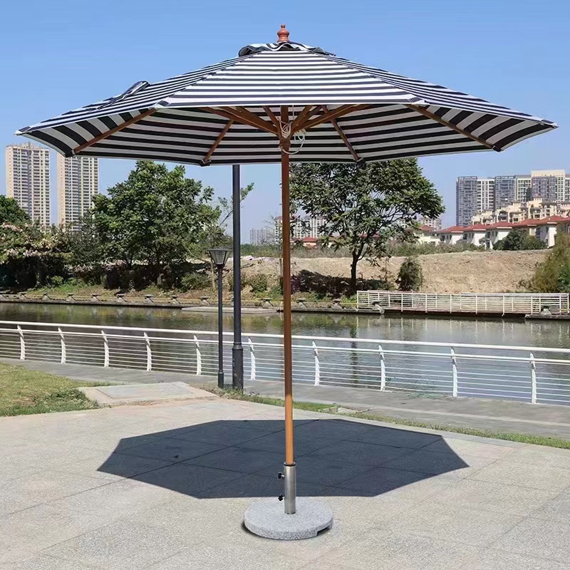 Ordinary single top 48 pillar (wood grain) middle pillar umbrella (280g polyester cloth - without base)