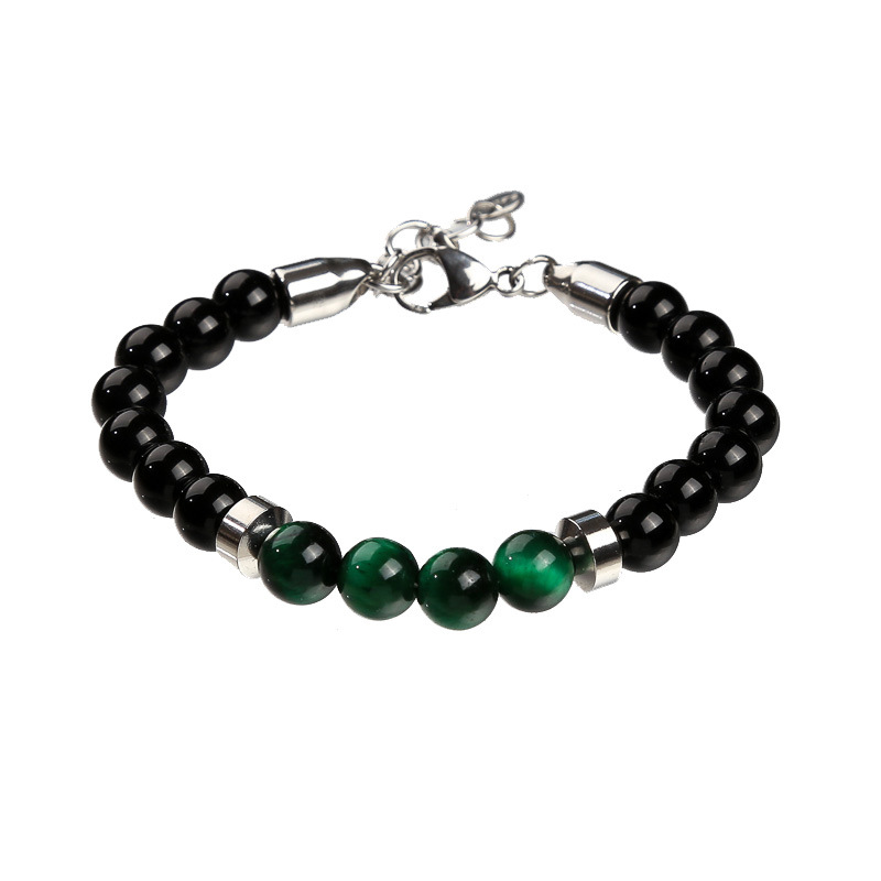 15:Black glass Green Tiger Eye 8MM