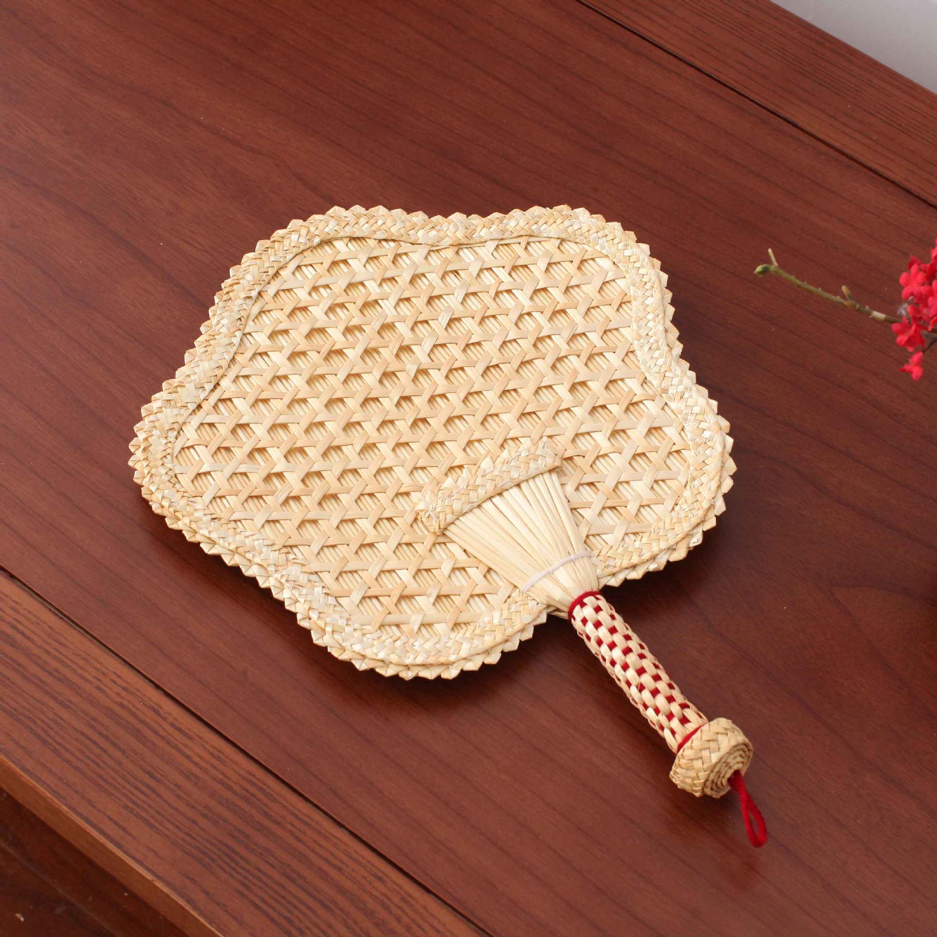 Pentagonal wheat straw fan -38x28cm