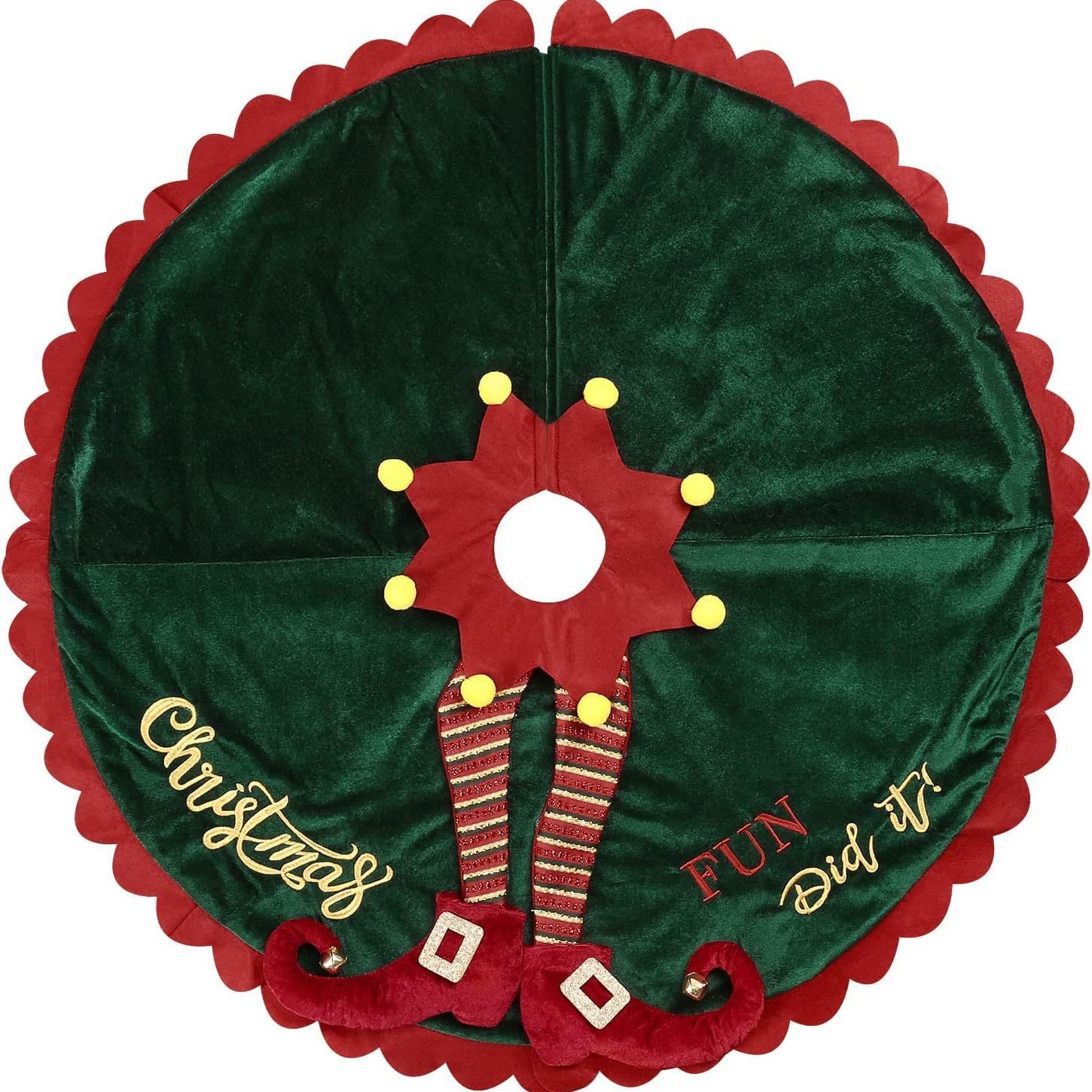 Dark green elf tree skirt