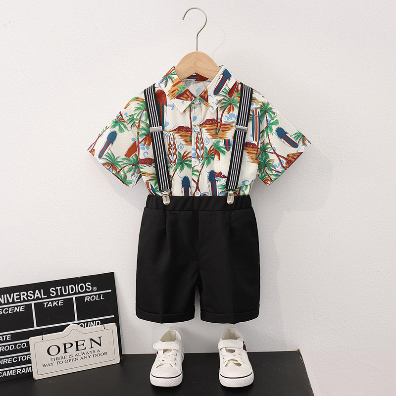 Shirt   black shorts 3-piece set