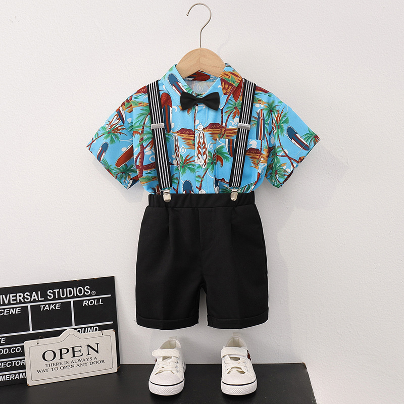 Shirt   black shorts 4-piece set