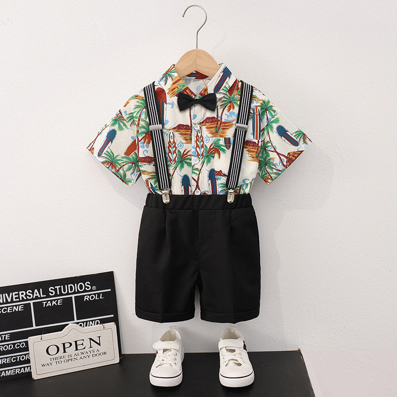 Shirt   black shorts 4-piece set