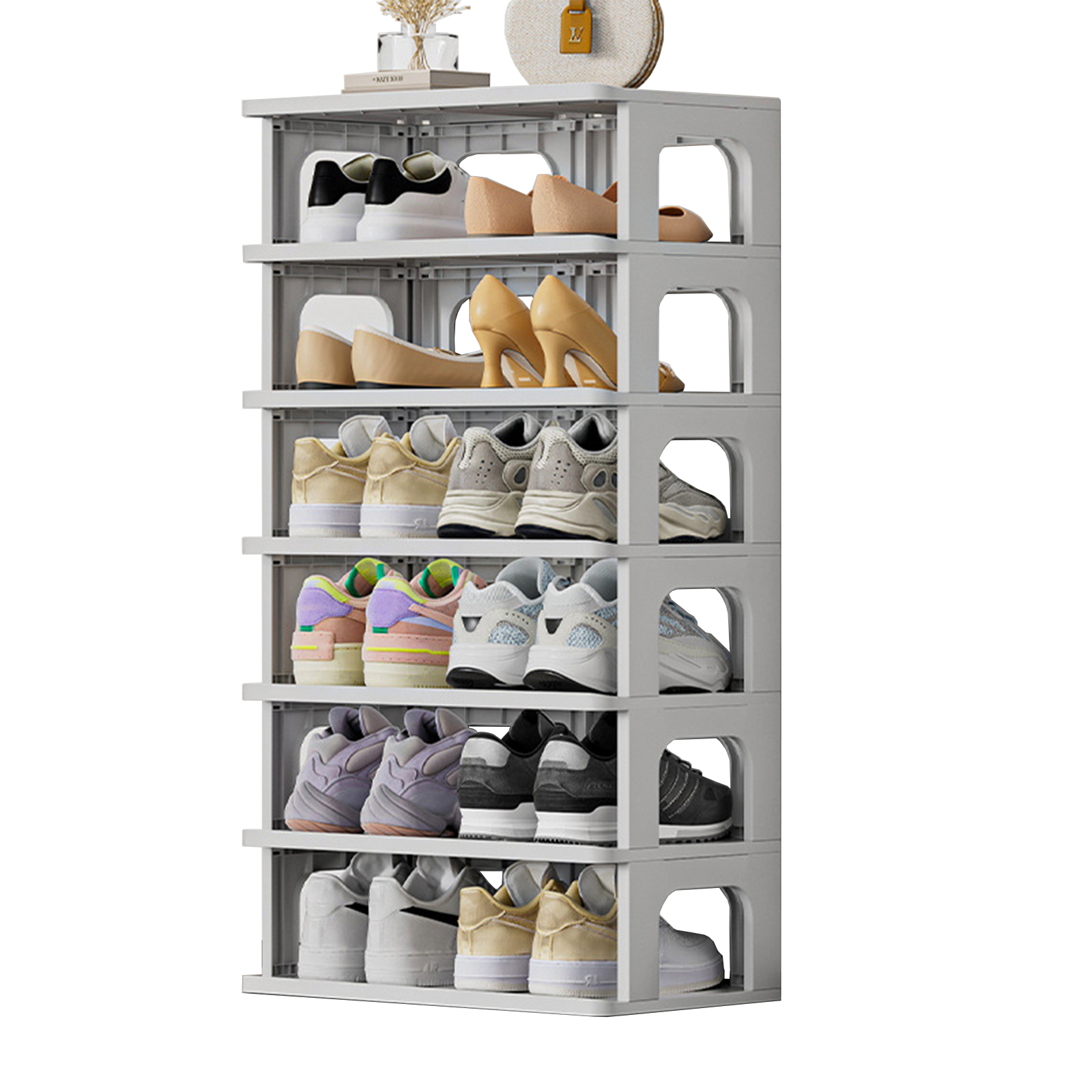 [7-layer 1-row ]3.0 upgrade wide shoe rack-gray