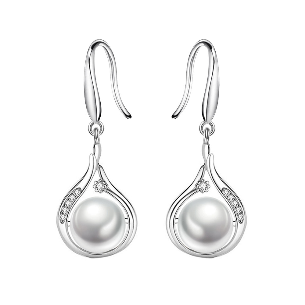 White gold earrings-11x33mm