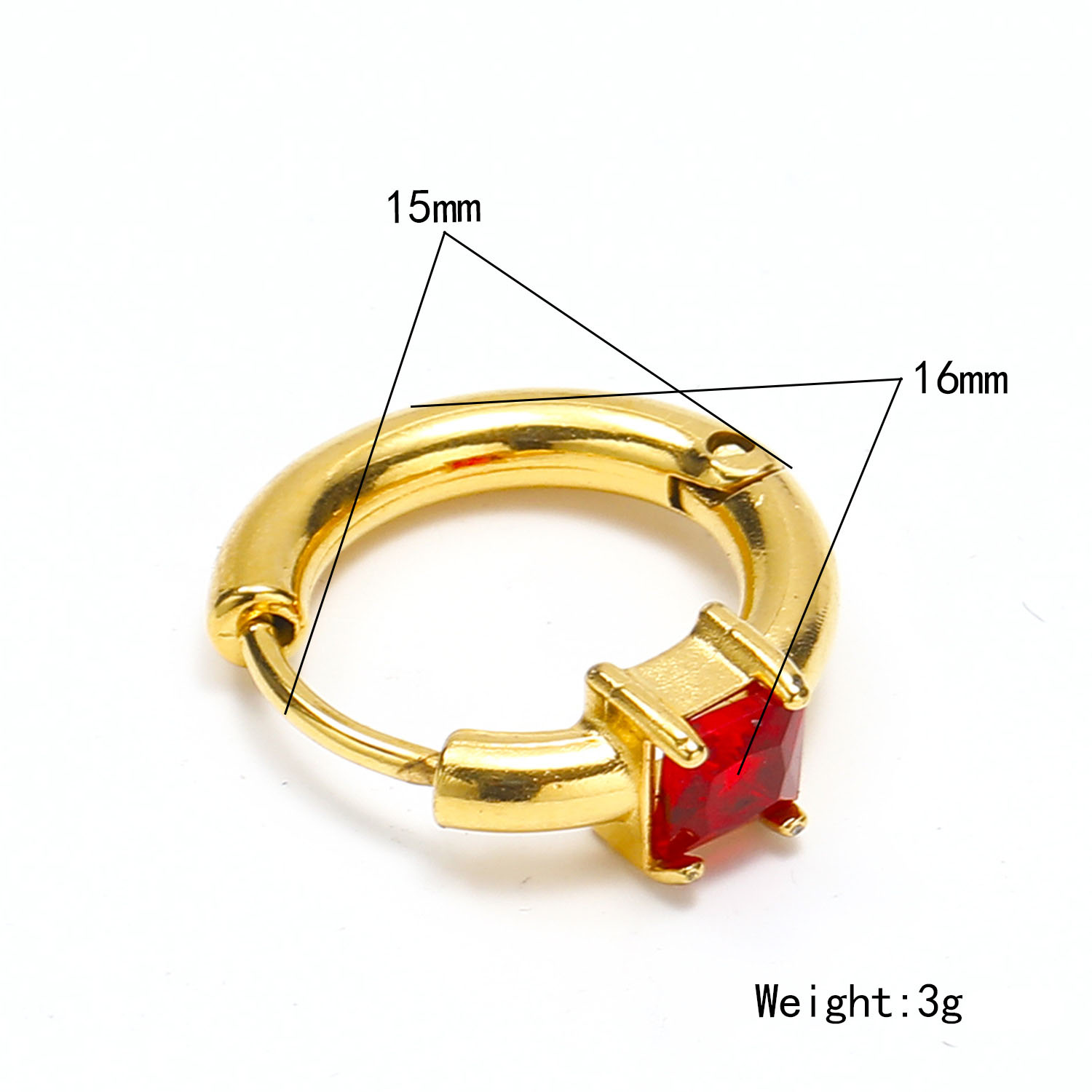 Square red zircon