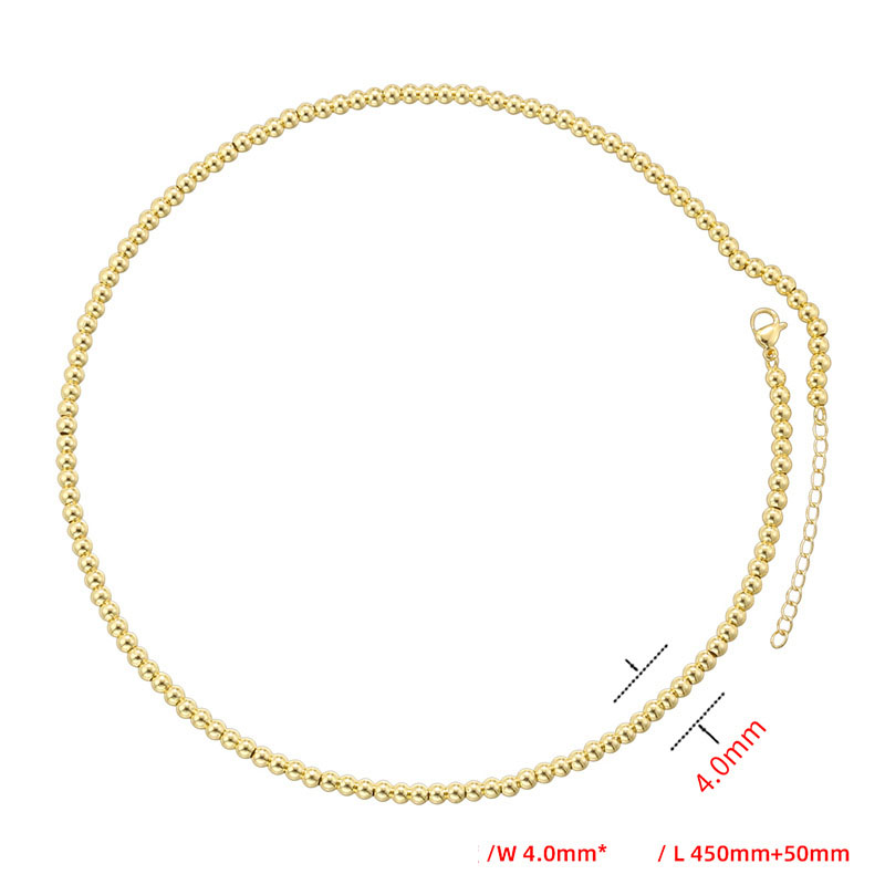 9:Gold 4mm round bead necklace