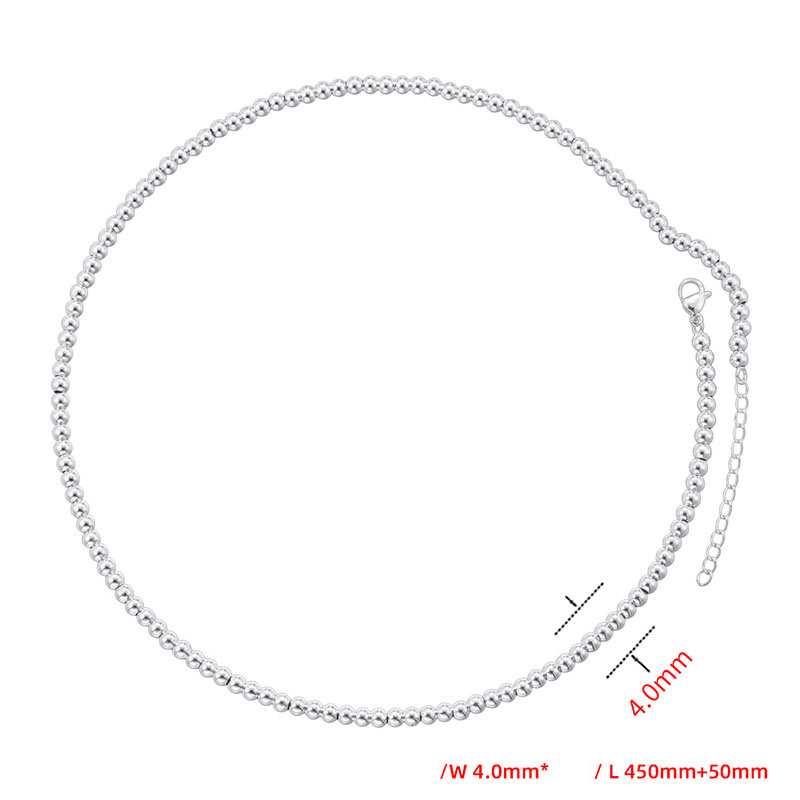 10:White and gold 4mm round bead necklace