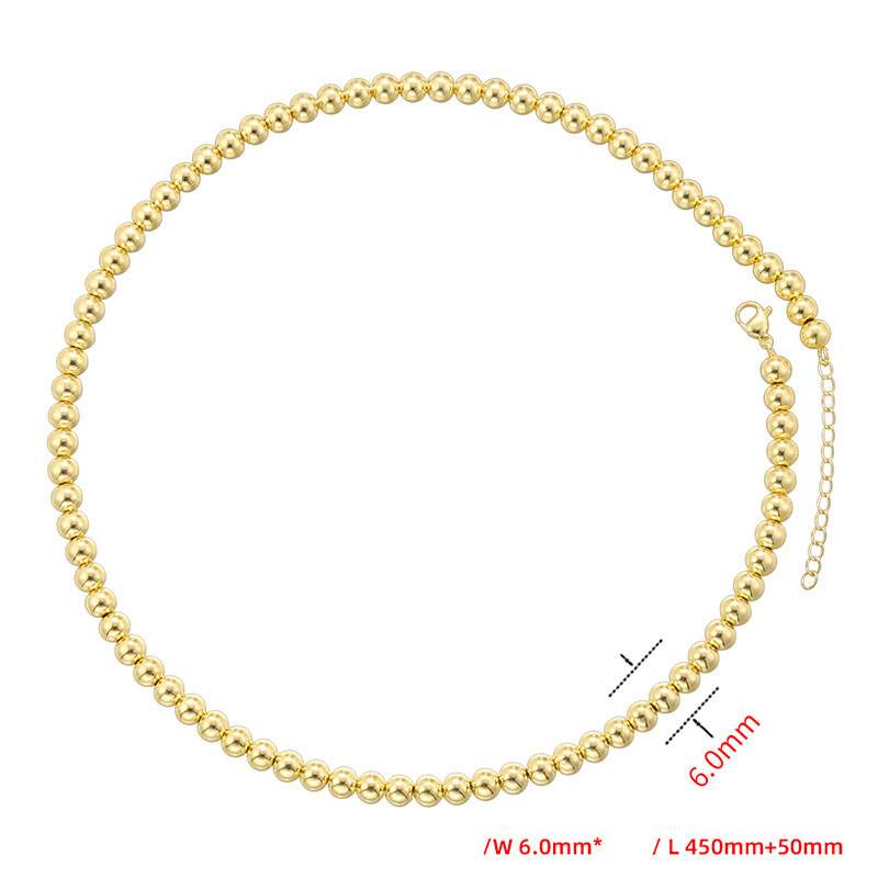 11:Gold 6mm round bead necklace