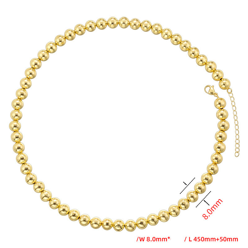 13:Gold 8mm round bead necklace