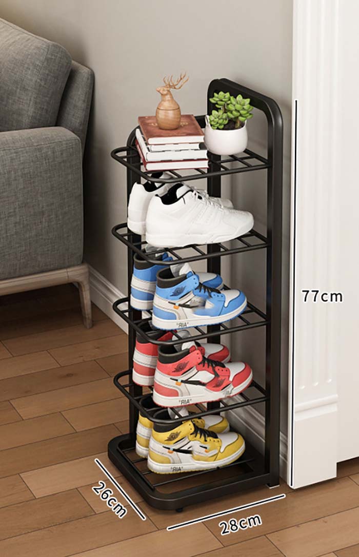 5 layer black shoe rack