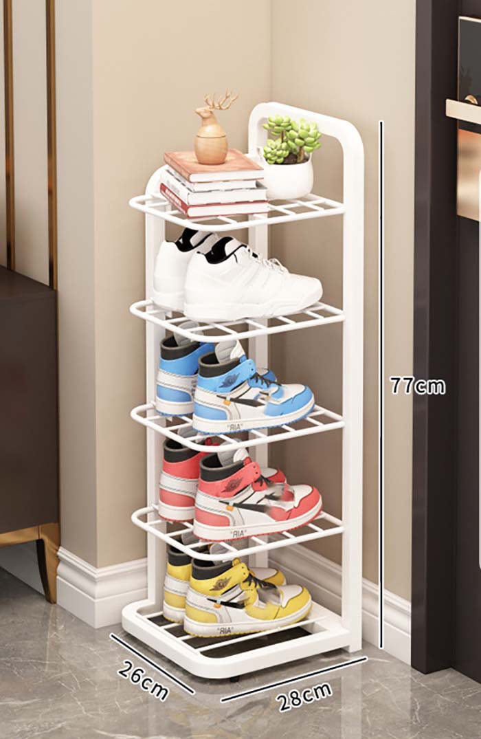 5 layer white shoe rack