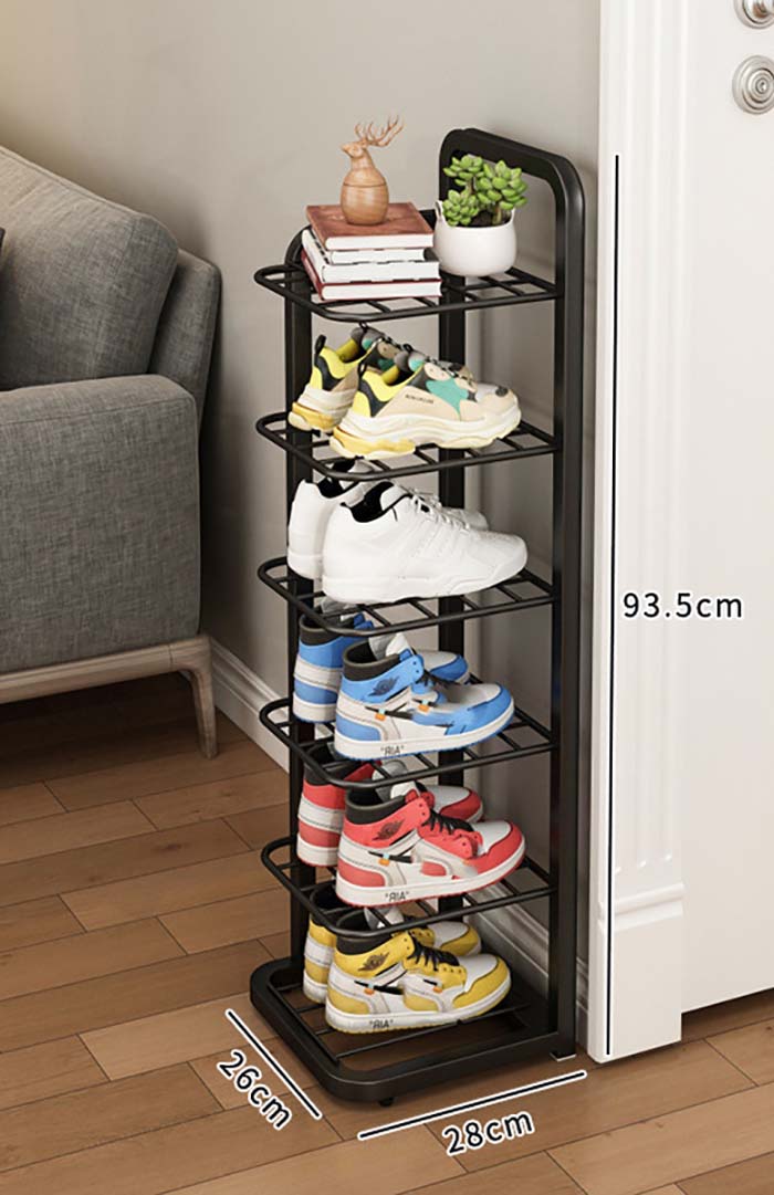 6-layer black shoe rack