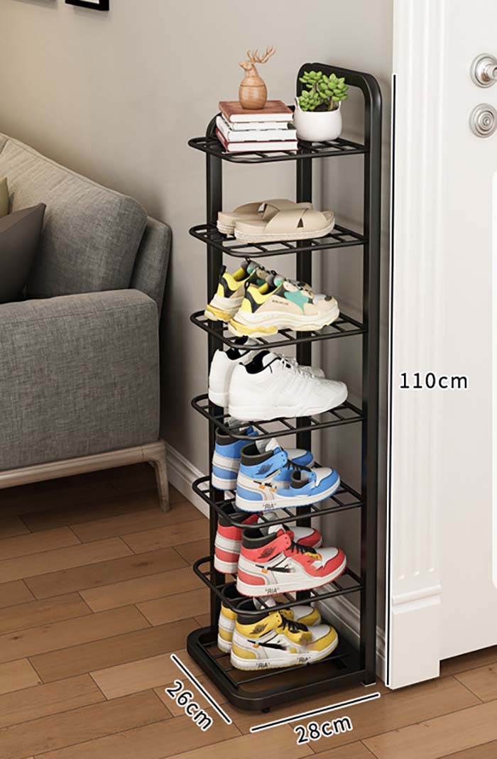 7-layer black shoe rack