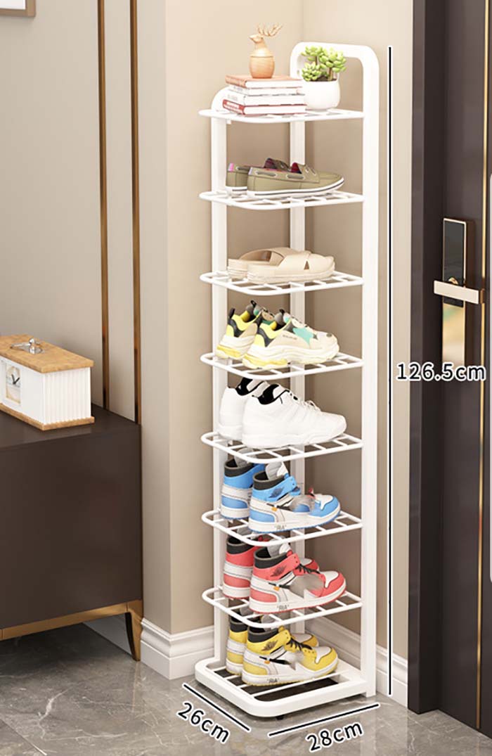 8-layer white shoe rack