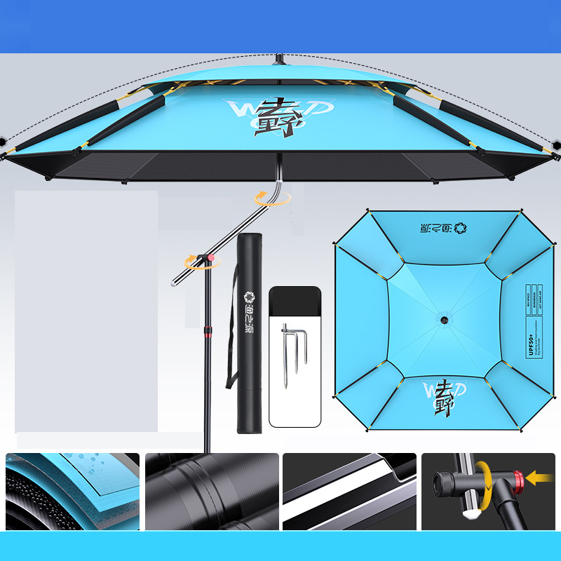 [Upgrade 12 edge rain and wind resistance] to wild square umbrella 2.2 meters - one walking stick