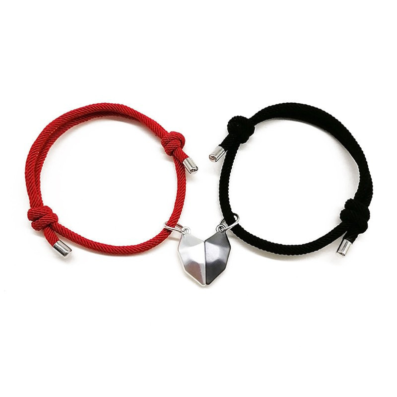 1:Red and black rope. - Black and silver heart