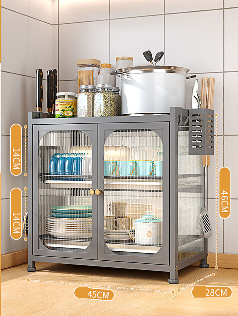 Grab gray - Set of double cupboard full set of metal accessories