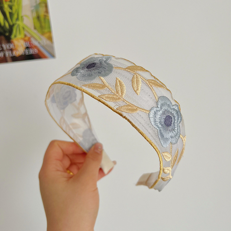 8:Yellow embroidery headband with wide edge