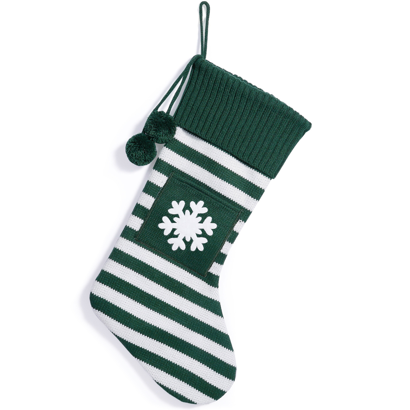 Green and white striped snowflakes