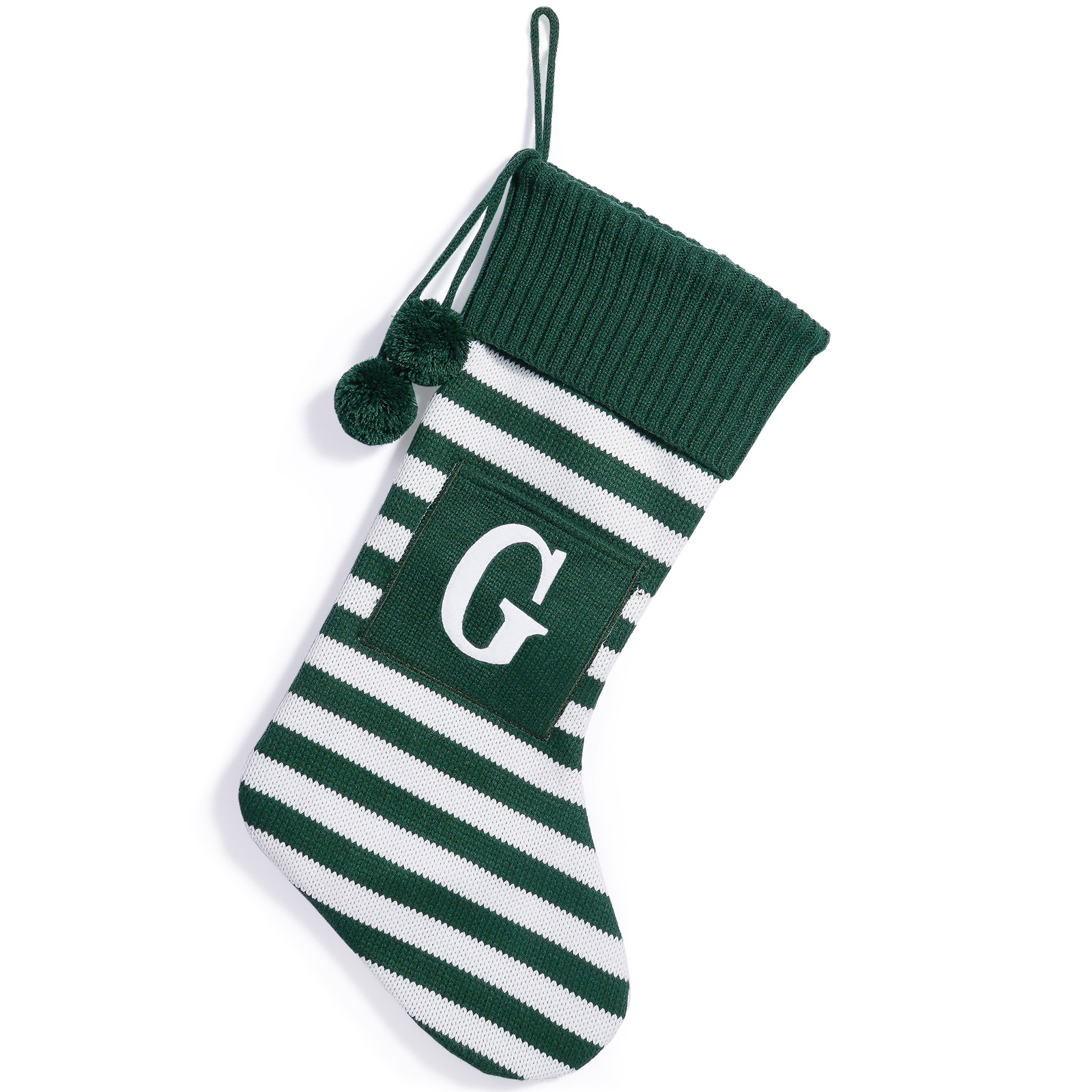 Green and white striped letter G