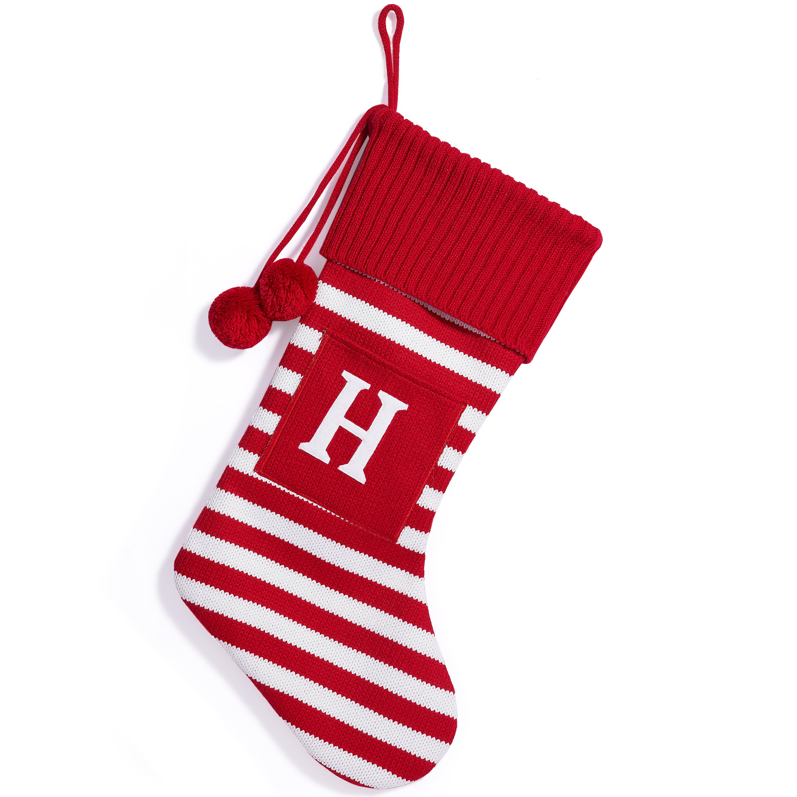 Red and white striped letter H