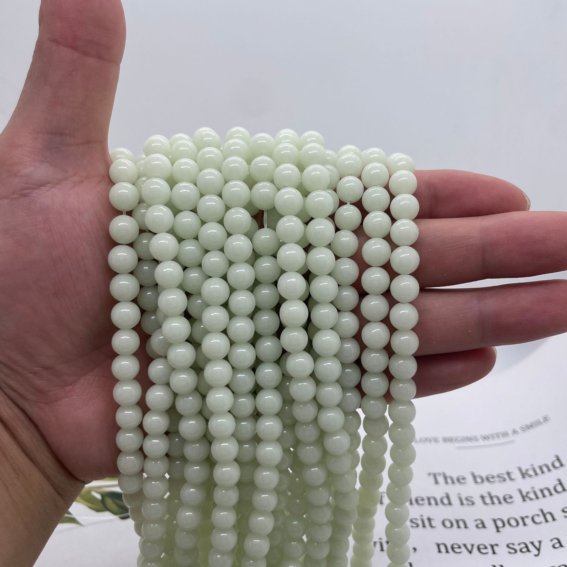 light green 6mm (about 60 pieces) /Strand