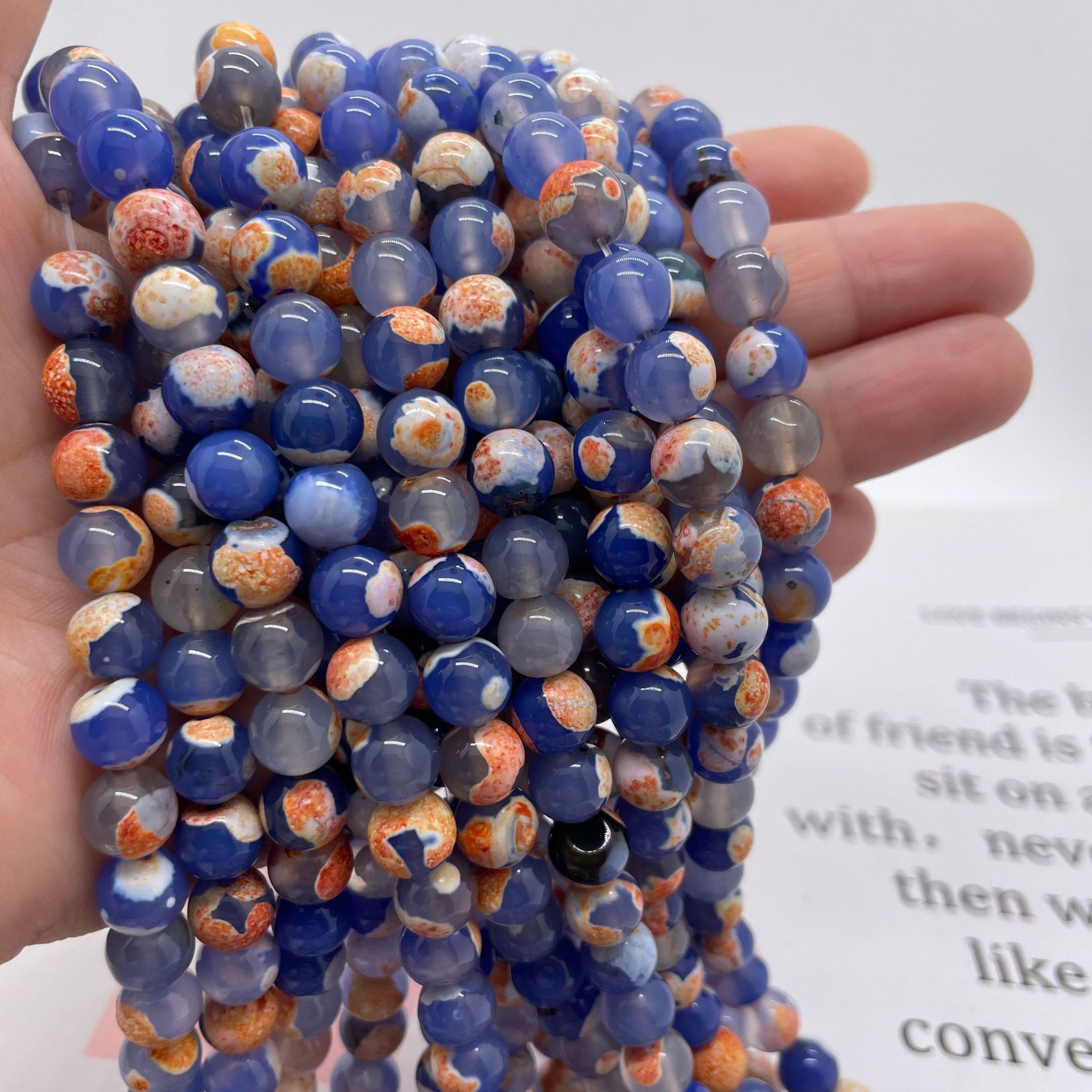 orange blue 6mm (about 60 pieces) /Strand