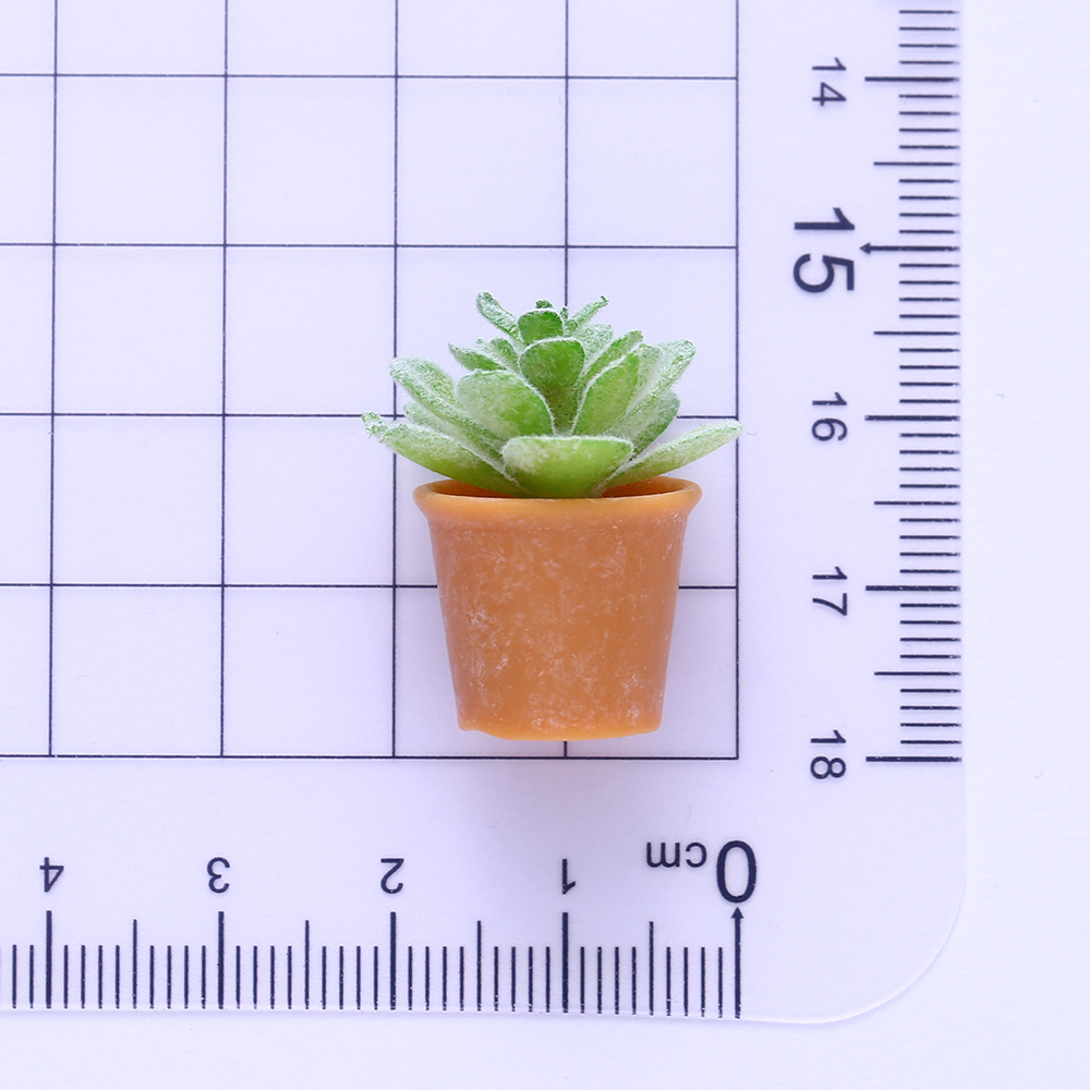 1:Brown pot with green flowers