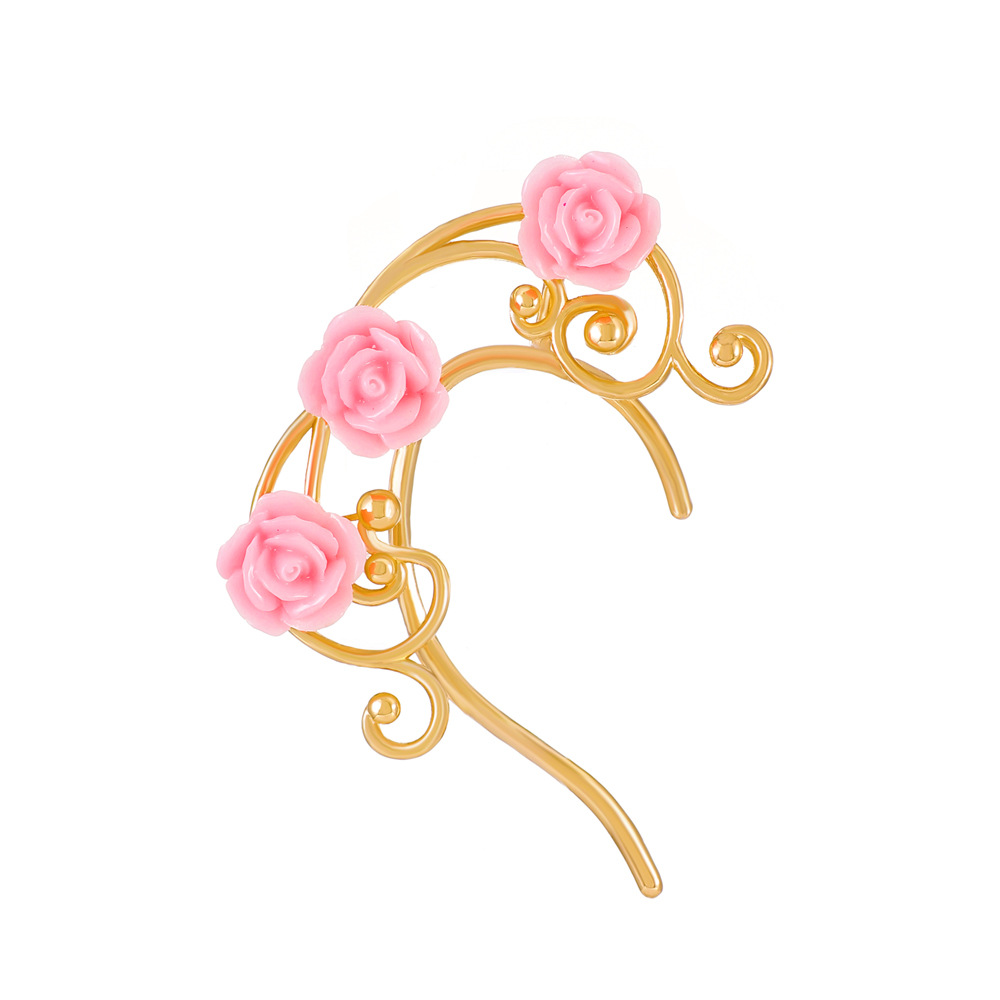 01KC Gold pink flower right ear