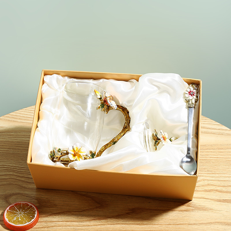 Begonia yellow high   spoon   cover gift box