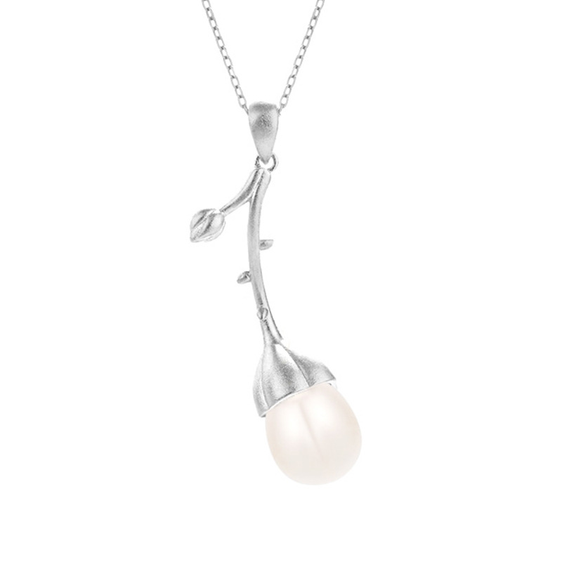 7:Pendant (including chain) - White Gold - Pearl -40x5cm