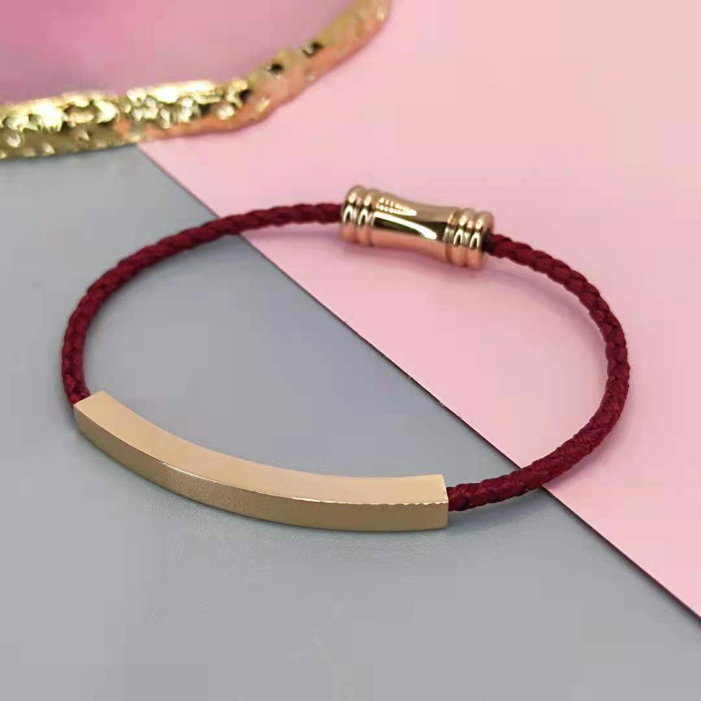 Rose gold + wine red rope